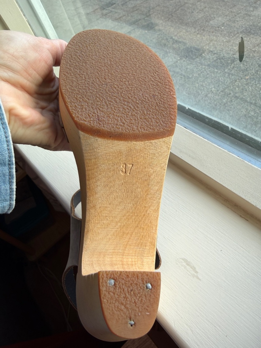 Women’s Swedish Hasbeen Wooden Clog Sandals - Gray - size 37 - Picture 5 of 16